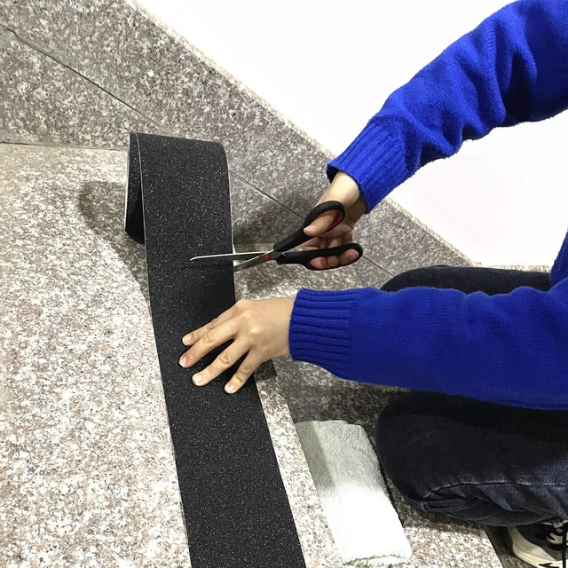 Alt view image 4 of 7 - 8" x 35Ft Heavy Duty Anti Slip Tape,Best 80grit Friction,Grip,Abrasive for Stairs Outdoor/Indoor,Skateboard Grip Tape Safety Non Skid Tread Staircases Anti-Slip Traction Tape Black