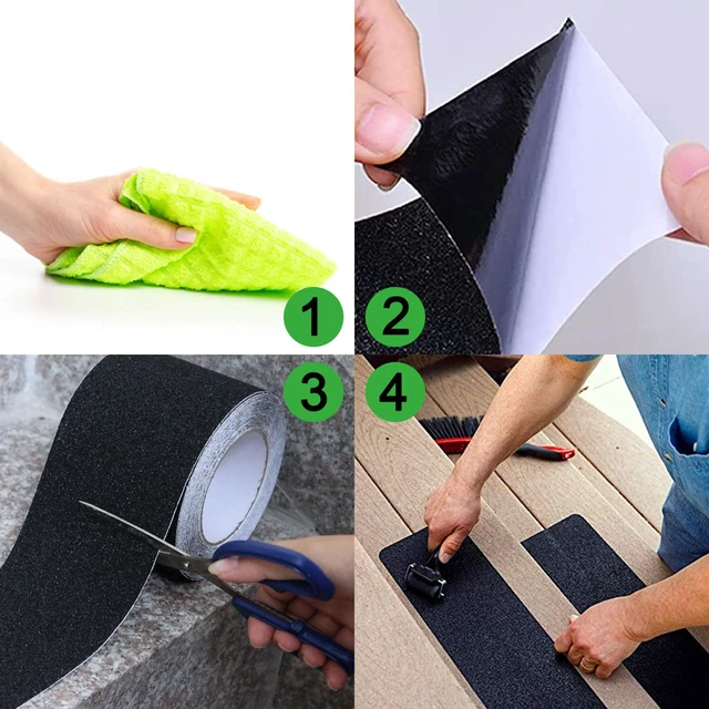 Alt view image 3 of 7 - 8" x 35Ft Heavy Duty Anti Slip Tape,Best 80grit Friction,Grip,Abrasive for Stairs Outdoor/Indoor,Skateboard Grip Tape Safety Non Skid Tread Staircases Anti-Slip Traction Tape Black
