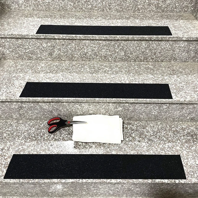 Alt view image 5 of 7 - 8" x 35Ft Heavy Duty Anti Slip Tape,Best 80grit Friction,Grip,Abrasive for Stairs Outdoor/Indoor,Skateboard Grip Tape Safety Non Skid Tread Staircases Anti-Slip Traction Tape Black