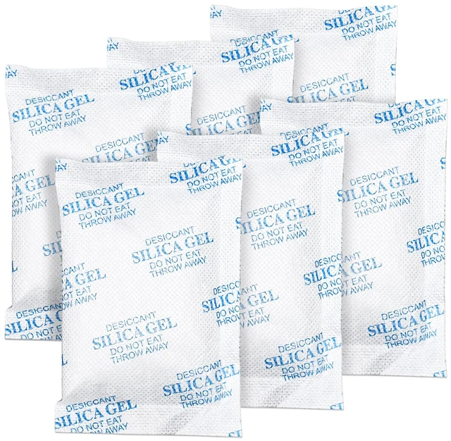 Main image of Silica Gel Packets, 50 Gram 50 Packs Food Safe Moisture Absorbers, Desiccant Packs for Storage, Reusable Desiccant for Foods, Storage Bins, 3D Filaments, Electronics, Safes