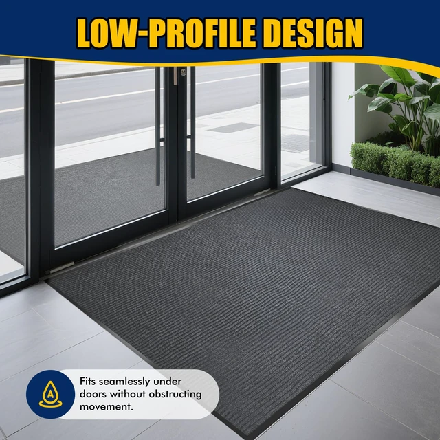 Alt view image 6 of 7 - Entrance Mat for Home or Office - 3 x 5 Feet, Carpeted Indoor/Outdoor Entry Mat - Absorbent, Slip Resistant, Heavy Duty, Low-Profile, Easy to Clean, Rubber Entry Mat - Charcoal