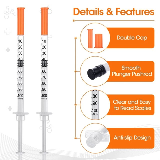 Alt view image 2 of 7 - 1 ml Syringe with 31G-5/16 Inch (8mm), 1 cc 31 Gauge Syringes, Pack of 100 Individually Wrapped