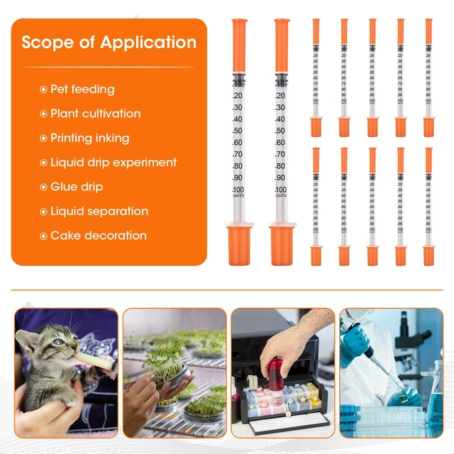 Alt view image 5 of 7 - 1 ml Syringe with 31G-5/16 Inch (8mm), 1 cc 31 Gauge Syringes, Pack of 100 Individually Wrapped