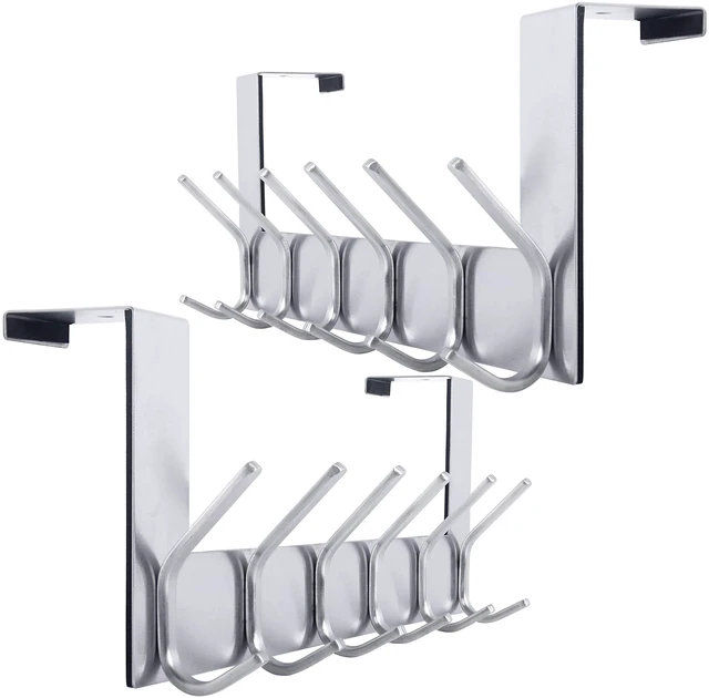 Main image of Over The Door Hooks Door Hanger:Over The Door Towel Rack with 6 Hooks for Hanging,Door Coat Hanger Towel Hanger Over Door Coat Rack for Towels,Clothes,Silver,2 Packs
