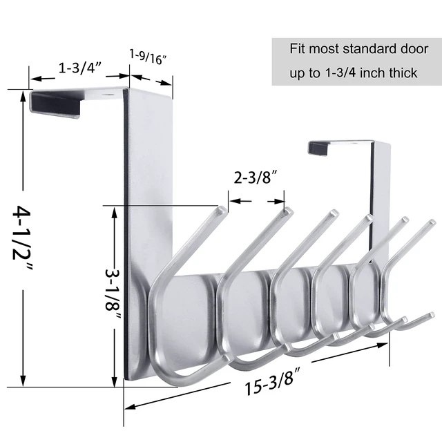 Alt view image 2 of 7 - Over The Door Hook Door Hanger:Over The Door Towel Rack with 6 Hooks for Hanging Coats,Door Coat Hanger Towel Hanger Over Door Coat Rack for Towels,Clothes,Back of Bathroom,Silver