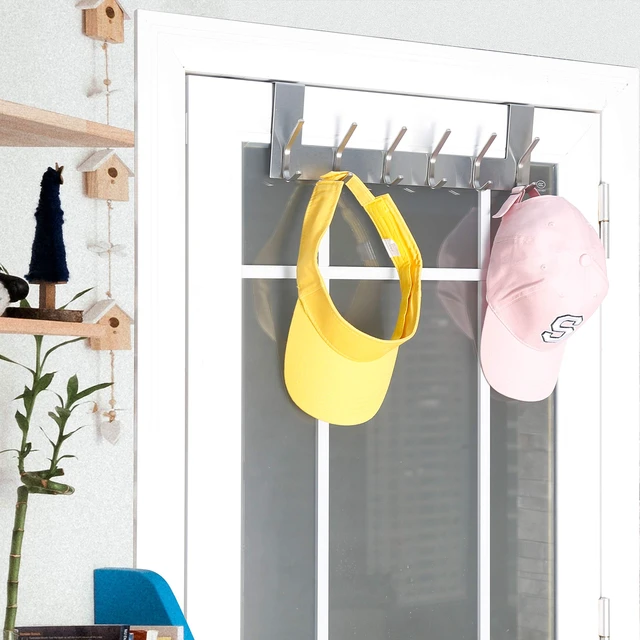 Alt view image 7 of 7 - Over The Door Hooks Door Hanger:Over The Door Towel Rack with 6 Hooks for Hanging,Door Coat Hanger Towel Hanger Over Door Coat Rack for Towels,Clothes,Silver,2 Packs