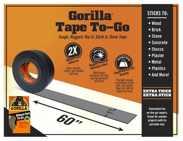 Alt view image 2 of 5 - 6100101-8 Duct Tape to-Go, 1" x 10 yd, Black, (Pack of 8), 8-Pack, 8 Piece