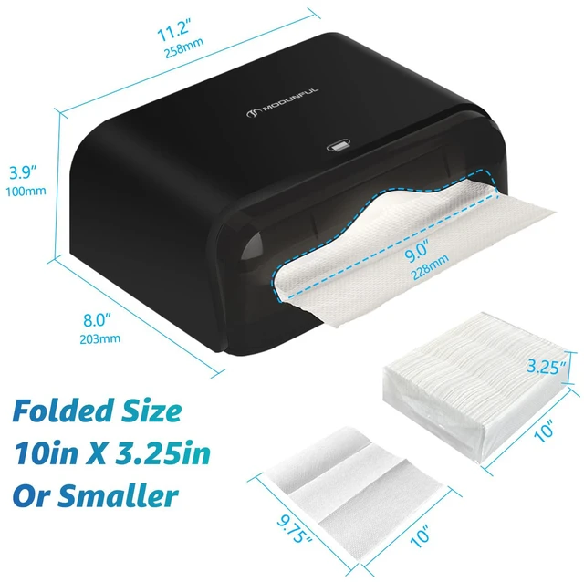 Alt view image 3 of 7 - , Multifold/Trifold/C Fold Papers Dispenser, Bathroom Hand Towels Wall Mounted Tissue Holder, No-Drill Adhesive Commercial or Home Black