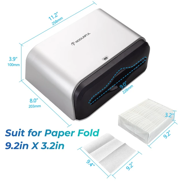 Alt view image 5 of 7 - Trifold Hand Towel Dispenser for Bathroom - C Fold Paper Towel Dispenser Wall Mount with No-Hole Adhesive Installation, Compact 200 Sheets Large Capacity for Home, Apartment & RV
