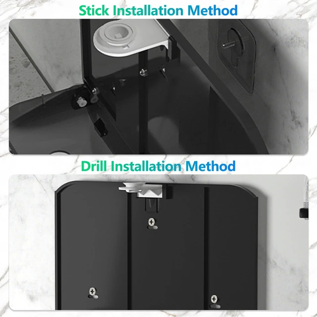 Alt view image 4 of 7 - Trifold Hand Towel Dispenser for Bathroom - C Fold Paper Towel Dispenser Wall Mount with No-Hole Adhesive Installation, Compact 200 Sheets Large Capacity for Home, Apartment & RV