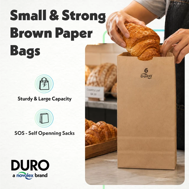 Alt view image 2 of 7 - 18406 6# Brown Paper Lunch Bags, 6 x 3.62 x 11.06 Inches, 500 Ct Made In USA | Disposable Paper Lunch Bags Ideal for Sandwiches, Treats, & Snacks