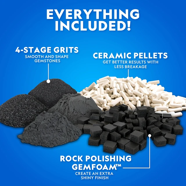 Alt view image 2 of 7 - National Geographic Rock Tumbler Grit and Rock Polishing Refill Kit 3 Lbs. Madagascar Rocks, 4-Stage Grit and Polish, Ceramic Media, GemFoam Polish, Jewelry Accessories, Rock Polishing