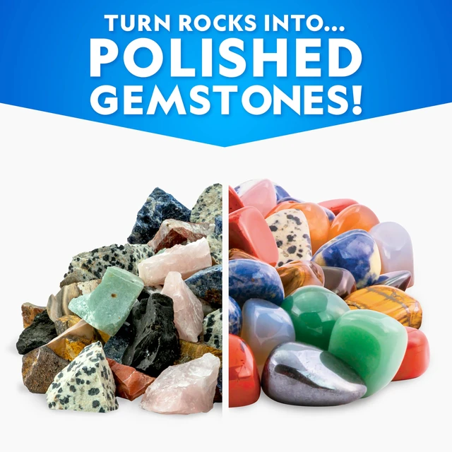 Alt view image 4 of 7 - National Geographic Rock Tumbler Grit and Rock Polishing Refill Kit 3 Lbs. Madagascar Rocks, 4-Stage Grit and Polish, Ceramic Media, GemFoam Polish, Jewelry Accessories, Rock Polishing