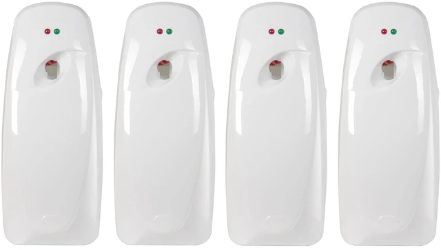 Main image of Automatic Air Freshener Spray Dispenser (4-Pack) Wall Mounted or Free Standing, Commercial and Home Use, Multiple Time Scent/Mist Release Settings for Room/Bathroom Sprayer (White)