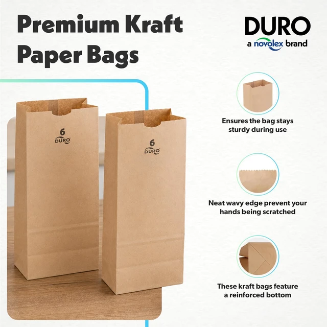 Alt view image 7 of 7 - 18406 6# Brown Paper Lunch Bags, 6 x 3.62 x 11.06 Inches, 500 Ct Made In USA | Disposable Paper Lunch Bags Ideal for Sandwiches, Treats, & Snacks