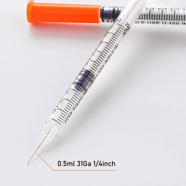 Alt view image 4 of 6 - 31G 0.5cc 1/4 Inch (6mm) Syringe with Needle, Individually Wrapped, Pack of 100