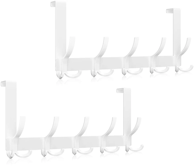 Main image of Over The Door Hooks for Hanging, Over The Door Hanger with 5 Triple Coat Hooks, Over The Door Towel Rack for Bathroom, Door Hanger Hooks for Coat, Bags and Hat (White, 2 Pack)