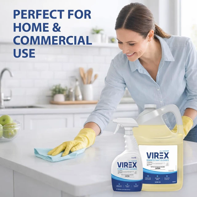 Alt view image 6 of 7 - Diversey All Purpose Disinfectant Cleaner, 1 Gallon, 2 Pack Multi Surface Use, Odor Control, Ready To Use, Lemon Scent, One Step Daily Cleaning