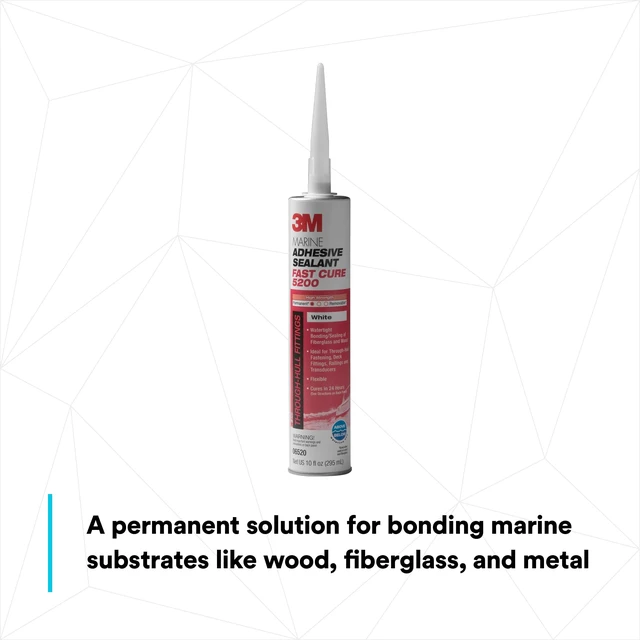 Alt view image 3 of 7 - Marine Adhesive Sealant 5200FC Fast Cure, White, 10 fl oz Cartridge Permanent Bonding and Sealing for Boats and RVs Above and Below the Waterline Waterproof Repair: Polyurethane Adhesives