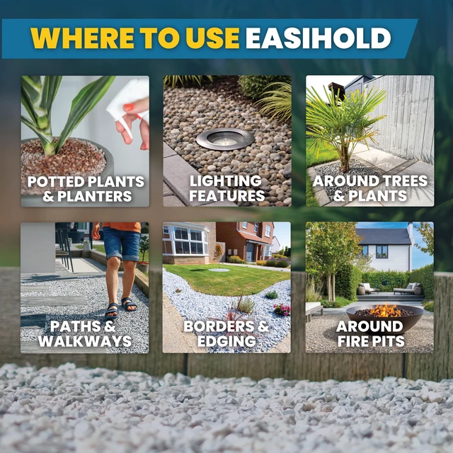 Alt view image 7 of 7 - Easihold Rock & Mulch Glue for Landscaping - Gravel Glue Binder Non-Toxic Mulch and Bark Adhesive, Pet Safe, 107 sqft Coverage, Lockdown Clear Gravel/Pebbles/Stones Stabilizer (1 Gallon)