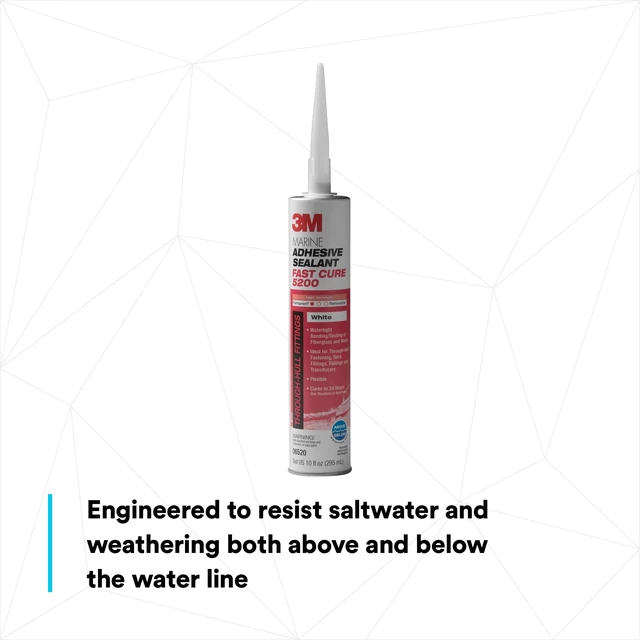 Alt view image 5 of 7 - Marine Adhesive Sealant 5200FC Fast Cure, White, 10 fl oz Cartridge Permanent Bonding and Sealing for Boats and RVs Above and Below the Waterline Waterproof Repair: Polyurethane Adhesives