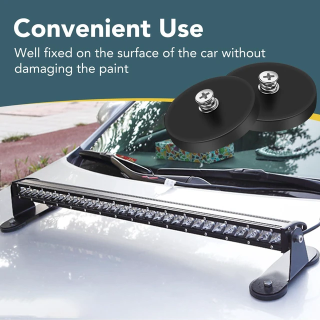 Alt view image 6 of 7 - Rubber Coated Magnets, 10 Pack Magnetic Mount Base with M5 Studs Strong Round Magnetic License Plate Holder 30LBS Neodymium Magnet Threaded Heavy Duty for Light Bar, Mirror, Camera, Wall