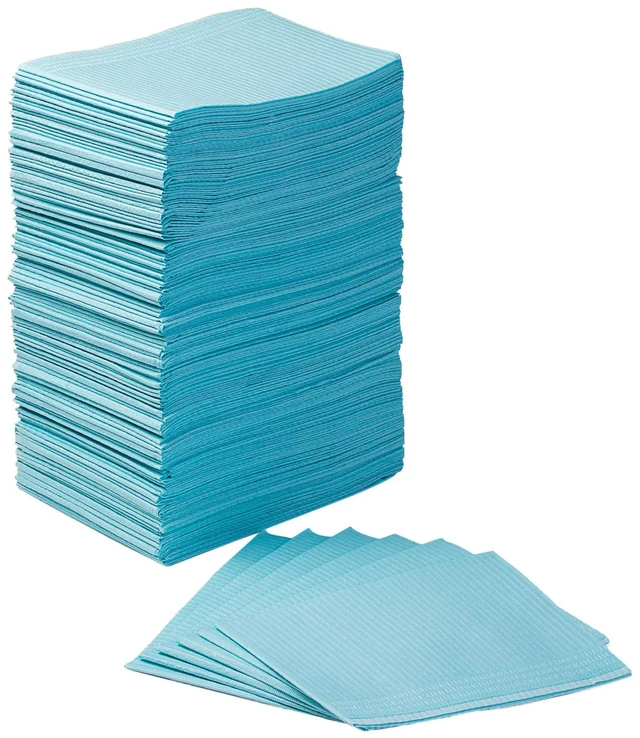 Main image of 125 Pack Dental Bibs 3-Ply Disposable Dental Bibs 13" x 18" Patient Bib 2-Ply Paper 1-Ply Film, Waterproof, Blue