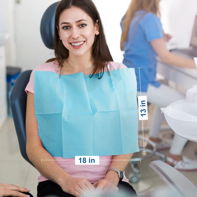 Alt view image 4 of 7 - Dental Bibs 250pack, Disposable Tattoo Bibs 3-Ply, 13" x 18", Blue Waterproof Tray Covers