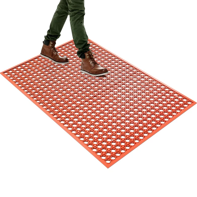 Main image of Outdoor Rubber Mat Kitchen Anti-Fatigue Entrance Floor Mats (24"x 36") Commercial Restaurant Bar Floor Mat New Outside Rubber Non Slip Drainage Mat Red