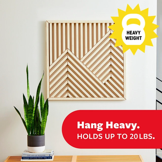 Alt view image 2 of 7 - 20 Lb XL Heavyweight Picture Hanging Strips, Damage Free Hanging Picture Hangers, Heavy Duty Wall Hanging Strips for Living Spaces, 20 Black Adhesive Strip Pairs, PH217BLK-10NA