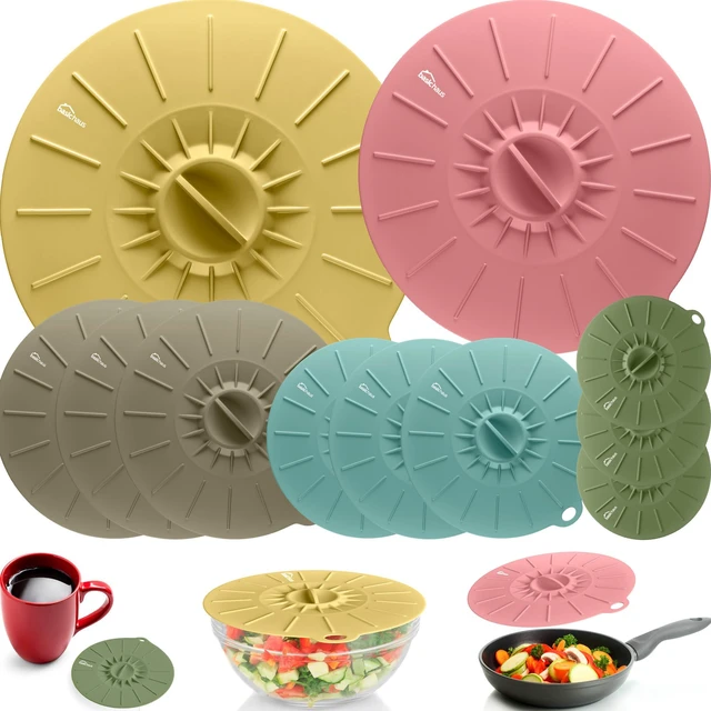 Main image of Microwave Cover Silicone Lids - Set of 11 Pieces - Suction Covers for Pots, Pans, Bowls, Cups, Skillets - Splatter Protection - Easy Food Storage - BPA Free