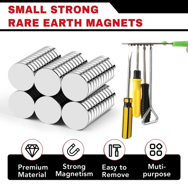Alt view image 3 of 7 - 60Pcs Rare Earth Magnets Heavy Duty, 12x3mm Small Strong Magnet Multi-Use Mini Round Neodymium Magnet Tiny Circle Fridge Magnets for Classroom, Office, DIY, Whiteboard
