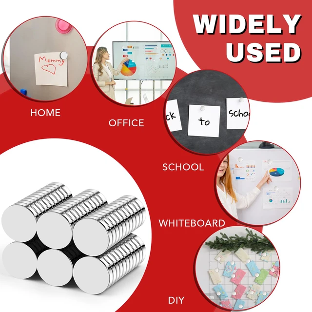 Alt view image 5 of 7 - 60Pcs Rare Earth Magnets Heavy Duty, 12x3mm Small Strong Magnet Multi-Use Mini Round Neodymium Magnet Tiny Circle Fridge Magnets for Classroom, Office, DIY, Whiteboard