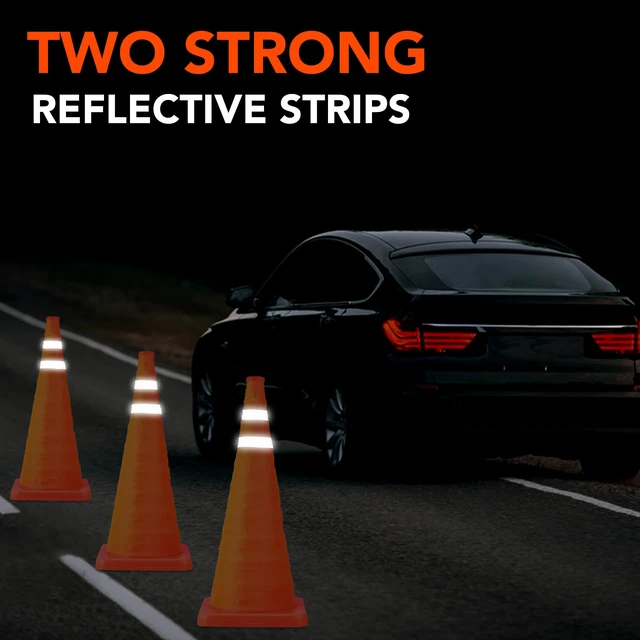 Alt view image 5 of 7 - 28 Inch 2 Pack Traffic Cones, Collapsible Safety Cones, Multi Purpose Pop-up Cones with Reflective Collar, Orange Cones for Parking lot, Driveway, Driving Training etc