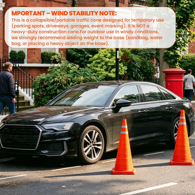 Alt view image 3 of 7 - 28 Inch 2 Pack Traffic Cones, Collapsible Safety Cones, Multi Purpose Pop-up Cones with Reflective Collar, Orange Cones for Parking lot, Driveway, Driving Training etc