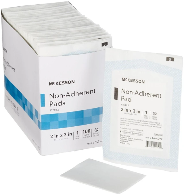 Main image of Non-Adherent Pads for Wounds, 2 x 3 in, 1200 ct Highly Absorbent, Painless Removal, Individually Wrapped, Nylon/Polyester