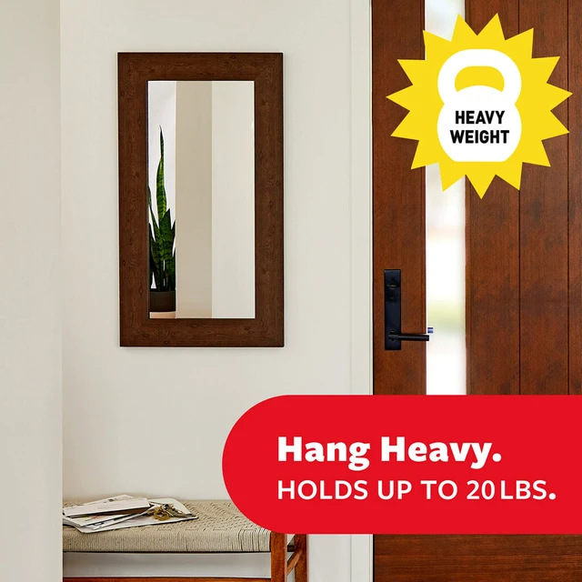 Alt view image 7 of 7 - 20 Lb XL Heavyweight Picture Hanging Strips, Damage Free Hanging Picture Hangers, Heavy Duty Wall Hanging Strips for Living Spaces, 20 Black Adhesive Strip Pairs, PH217BLK-10NA