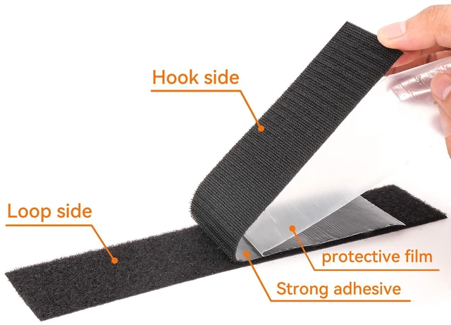Alt view image 4 of 7 - Hook and Loop Tape 15Ft x 2Inch Heavy Duty Double-Sided Adhesive Strips, Strong Sticky Back Fastener Roll, Cuttable Interlocking Tape Fasteners for Home, Office, Car, School & DIY Crafts Black