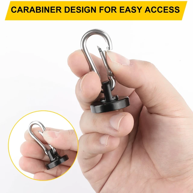 Alt view image 6 of 7 - Magnetic Hooks,Black 15 Pack 110LBS Heavy Duty Magnet Hooks Neodymium Strong Swivel Carabiner Magnet Hooks with Swivel Carabiner,Great for Your Refrigerator and Magnetic Surfaces