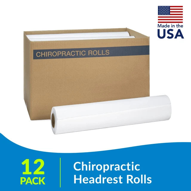 Alt view image 2 of 7 - 612 Avalon Single-Use Chiropractic Headrest Paper Roll, White, 12 x 125 (Pack of 12) Premium Crepe Paper Hygienic Barrier for Chiropractic Offices & More Medical Supplies