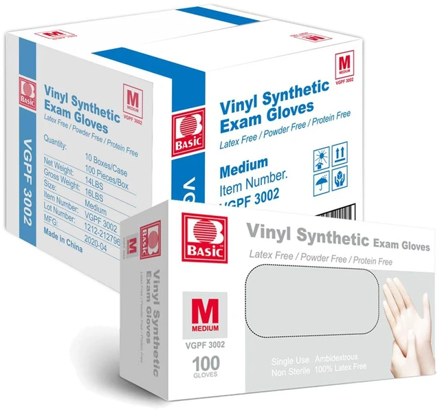 Main image of Medical Clear Vinyl Exam Gloves - Latex-Free & Powder-Free - VGPF3002 (Case of 1,000), Medium
