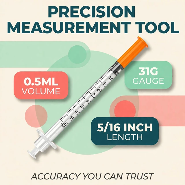 Alt view image 3 of 6 - 0.5ml/cc 31G 5/16" (8mm), Individually Wrapped Lab Syrings, Box of 100