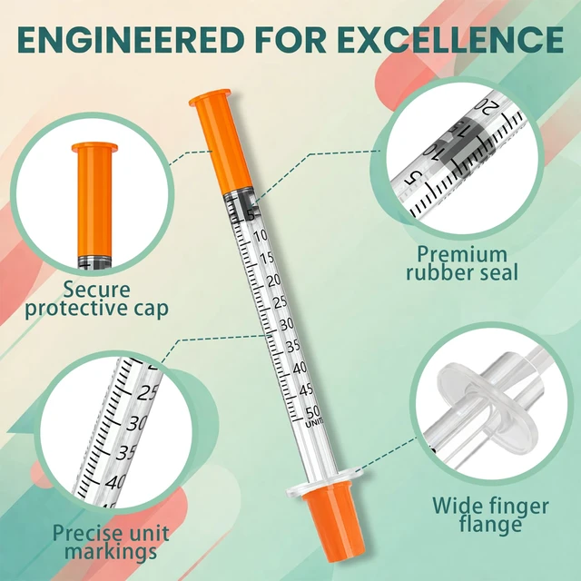 Alt view image 3 of 6 - 0.5ml 30G 5/16" (8mm) Lab Syrings, Individually Wrapped, Box of 100
