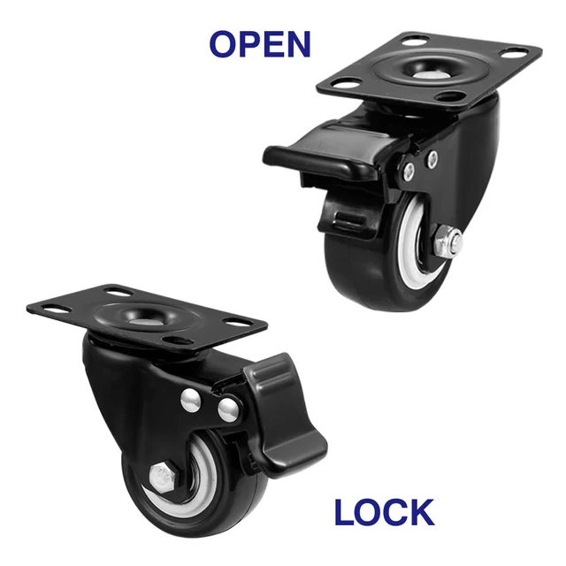 Alt view image 4 of 6 - 2" Caster Wheels, Heavy Duty Casters with Brake Set of 8 Locking Casters with 360 Degree No Noise Polyurethane (PU) Wheels, Swivel Plate Castors Pack of 8
