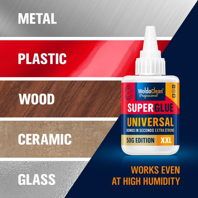 Alt view image 3 of 7 - Super Glue All-Purpose Liquid 50g - Fast Drying Clear CA Adhesive for Metal, Plastic, Wood, Ceramic, Glass & DIY Repairs