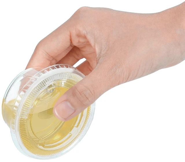 Alt view image 2 of 6 - [3.25 oz. - 200 Sets Portion Cups with Lids - Souffle & Jello Shot Cups, Clear Plastic Containers, Meal Prep, Salad Dressing & Medicine
