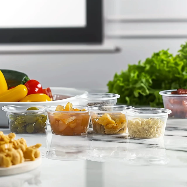 Alt view image 5 of 6 - [3.25 oz. - 200 Sets Portion Cups with Lids - Souffle & Jello Shot Cups, Clear Plastic Containers, Meal Prep, Salad Dressing & Medicine