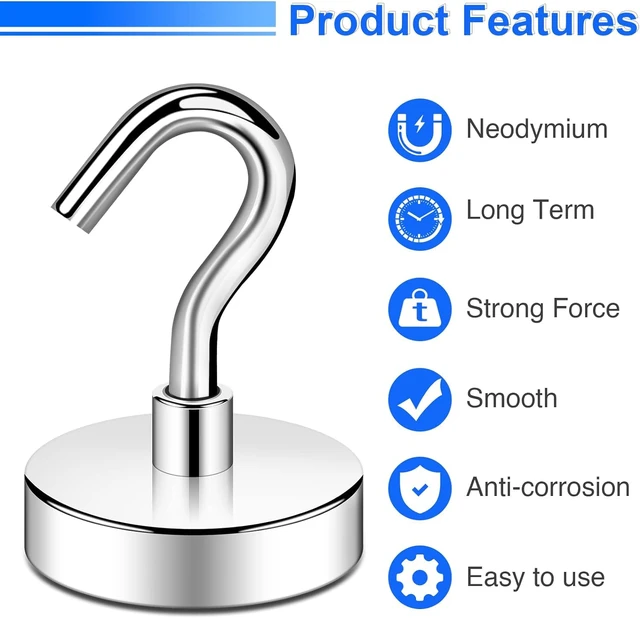 Alt view image 2 of 7 - Magnetic Hooks,85lbs Heavy Duty Magnets with Hook Silver 12 Pack Rare Earth N52 2026 Cruise Cabin Ship Essentials for Fridge Hanging Classroom Beach Vacation Kitchen Grills Home Must Have