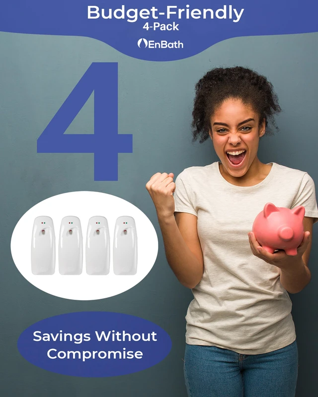 Alt view image 2 of 7 - Automatic Air Freshener Spray Dispenser (4-Pack) Wall Mounted or Free Standing, Commercial and Home Use, Multiple Time Scent/Mist Release Settings for Room/Bathroom Sprayer (White)