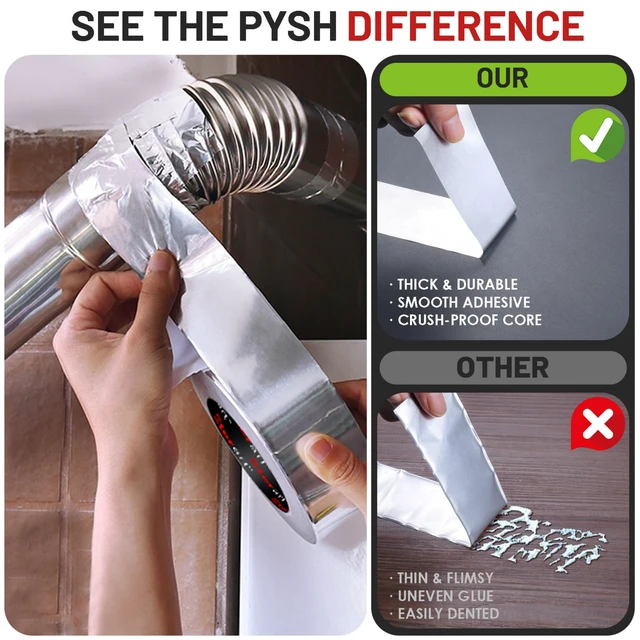 Alt view image 6 of 6 - Aluminum Foil Duct Tape, High-Temp Seal for HVAC,2" x 30Yds Heavy Duty, Patching,Air Ducts,Metal Repair, Foamboard,Insulation,Dryer Vent and More,Silver, easy to apply, residue-free